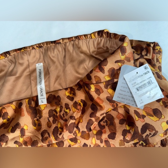FORGOTTEN GRACE Brown Cheetah print ruffle hem midi skirt size L - Picture 8 of 11